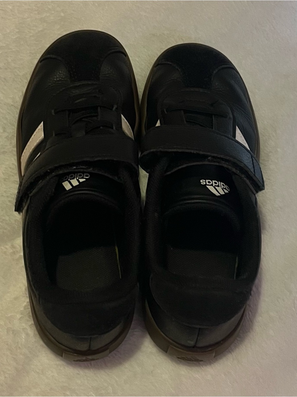 adidas Black Sneakers with White Stripe Accents - Kids